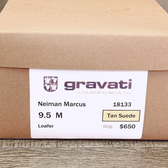 $695 Neiman Marcus GRAVATI Loafer 9.5 M Tan Suede 18133 * add $15 new Trees main image 5
